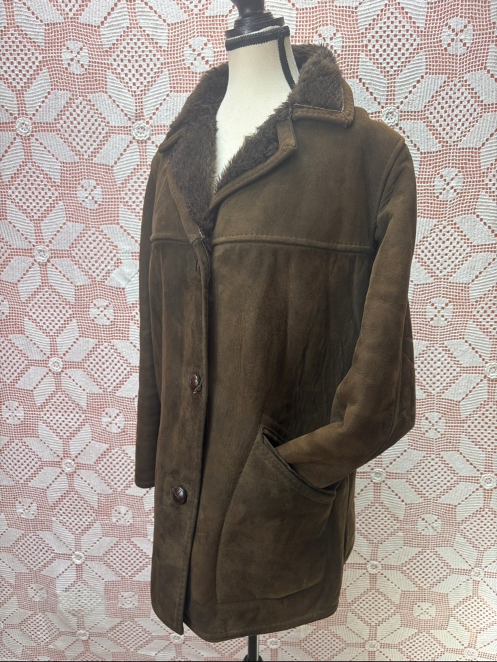 Vintage Suede Shearling Coat – Made in England - Picture 2 of 12